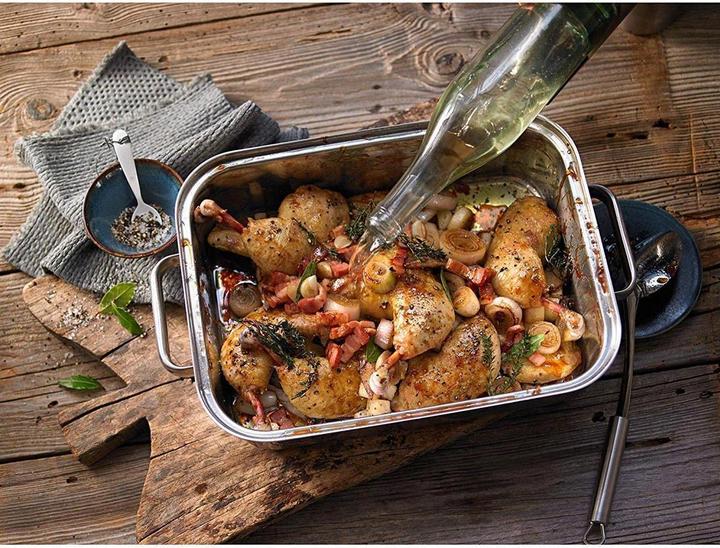 Produktbild WMF Dampfgarer Bräter 3,5l Glasdeckel Garblech Vitalis Compact Edelstahl (Bräter + Schmortopf, Edelstahl)