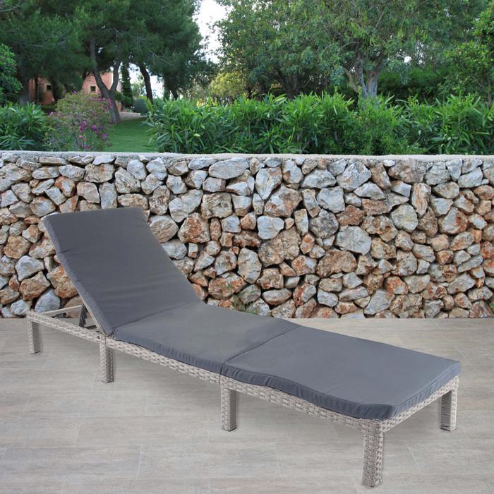Image du produit Swisshandel24 Poly-Rattan Bain de soleil, Relax Bain de jardin - Basic gris, Coussin gris foncé (198 cm)