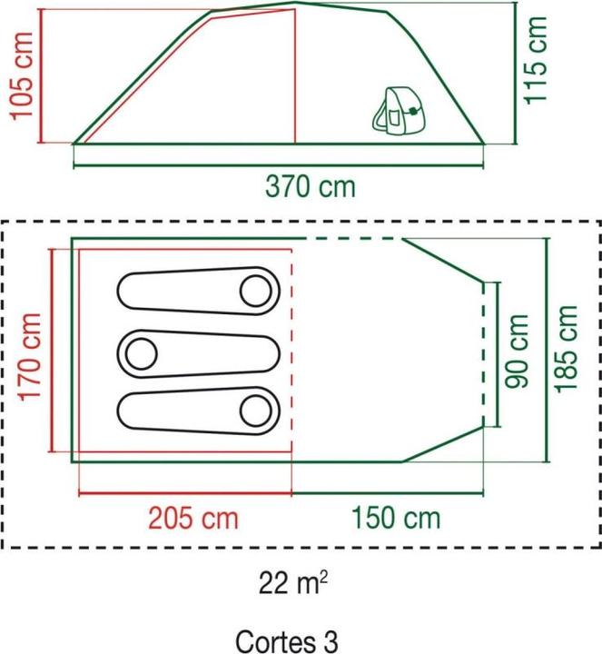 Actual product image Coleman Cortes 3 (Tunnel tent, 4.10 kg, 3 persons)
