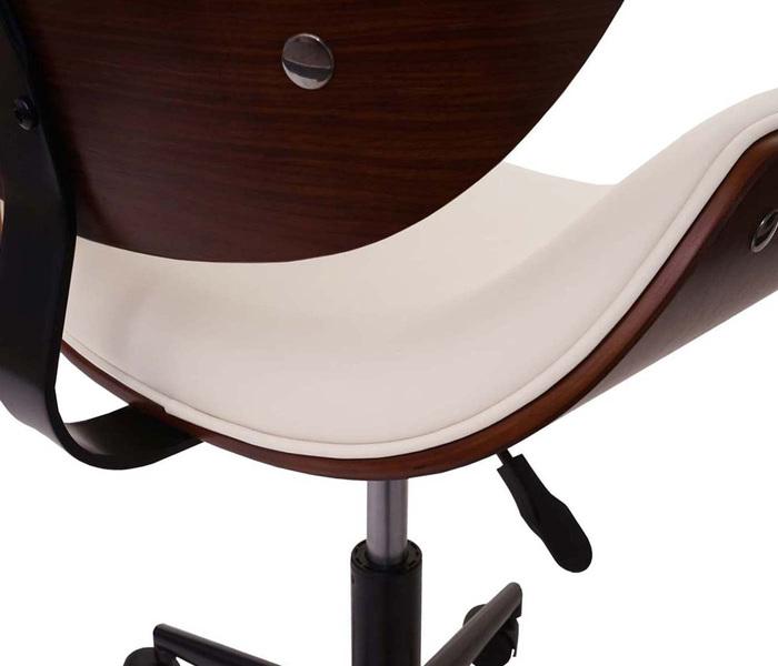 Produktbild Swisshandel24 Bürostuhl, Drehstuhl Schreibtischstuhl, Bugholz Walnuss-Optik Retro drehbar höhenverstellbar creme