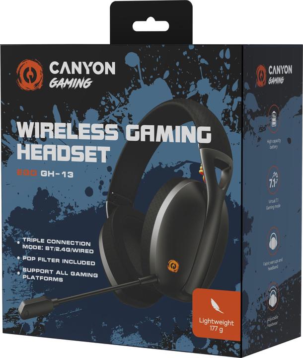 Actual product image Canyon GH-13, Ego gaming headset, Bluetooth/Wireless/Wired, USB-C charging, 7.1 surround sound (Wireless)