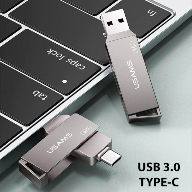 Image du produit Usams Lecteur flash USB-C + USB 3.0 rotatif haute vitesse (256 Go, USB 3.0)