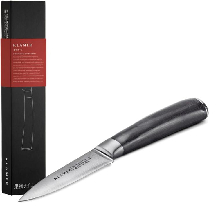 Image du produit KLAMER Couteau à éplucher Damas 8,6 cm Bois de Pakka (8.60 cm)