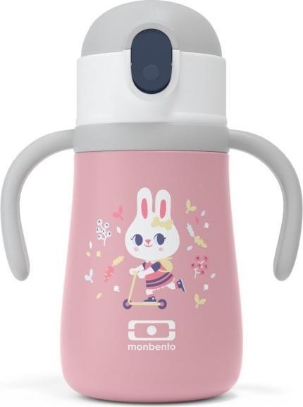 Actual product image Monbento Kids Insulated Water Bottle MB Stram Bunny - 360ml - Leakproof Water Bottle with Straw - Strap & Han (0.36 l)