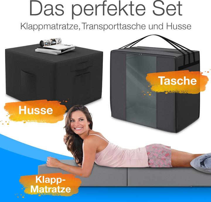 Immagine prodotto Bestschlaf Materasso pieghevole con copertura e borsa per il trasporto (90 x 200 cm, Nucleo di schiuma)