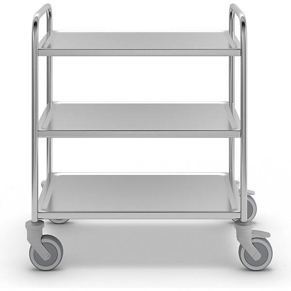 Produktbild Köhler Edelstahl-Servierwagen, 3 Etagen, thermopl. Gummibereifung, 870x570x970mm
