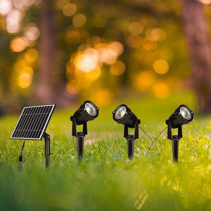 Produktbild V-TAC Solar LED-Gartenleuchten-Set VT-11031, 3x 1,2 W, 3000 K, IP65 (50 lm, IP65)