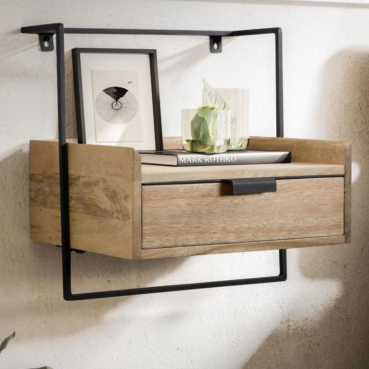 Produktbild FineBuy Nachttisch Nachtkonsole 44x45x35 cm Massivholz Hängend Boxspringbett