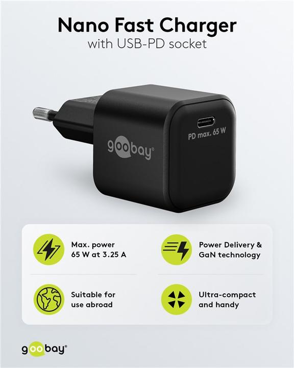 Produktbild Goobay USB-C Nano Schnellladegerät mit GaN Technologie (65 W)
