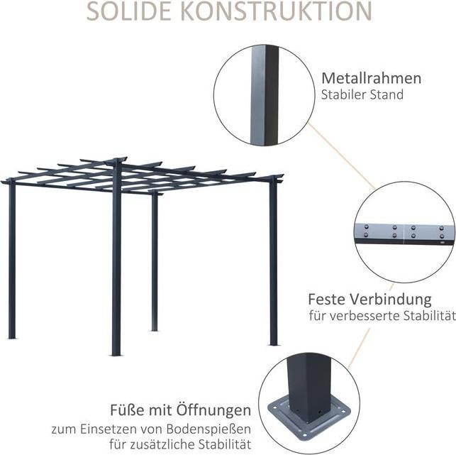 Actual product image Swisshandel24 stabiler Rosenpavillon als Rankhilfe wetterfest Metall schwarz 2,97x2,95x2,3m (297 cm, 295 cm)