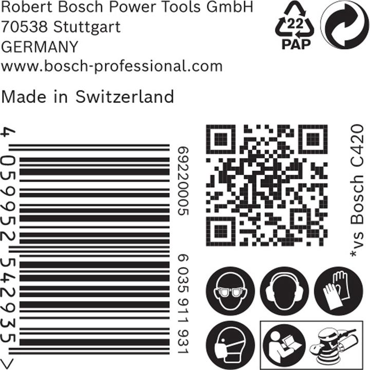 Produktbild Bosch Professional Zubehör EXPERT C470 Schleifpapier ohne Löcher für Winkelschleifer und Bohrer, 125 mm, G 180, 50-tlg. (180)