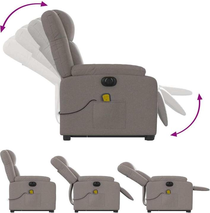 Produktbild VidaXL Massagesessel Aufstehhilfe Elektrisch Fernsehsessel Sessel Taupe Stoff