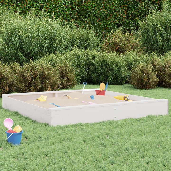 Actual product image VidaXL Sandkasten mit Sitzen Weiss Quadratisch Massivholz