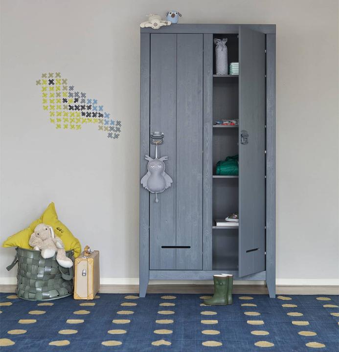 Productafbeelding Woood Kledingkast Kluis 2 deuren grenen staalgrijs (FSC) (190 x 95 x 44 cm)