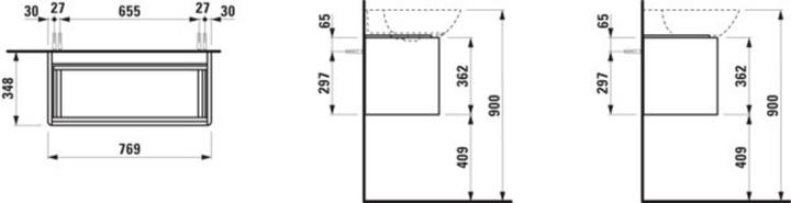 Image du produit Laufen Base pour meuble sous-lavabo Ino, 1 tiroir, poignée en aluminium anodisé, pour WT 81330 1/2