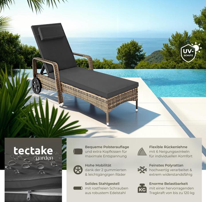 Actual product image tectake Sonnenliege (200 cm)