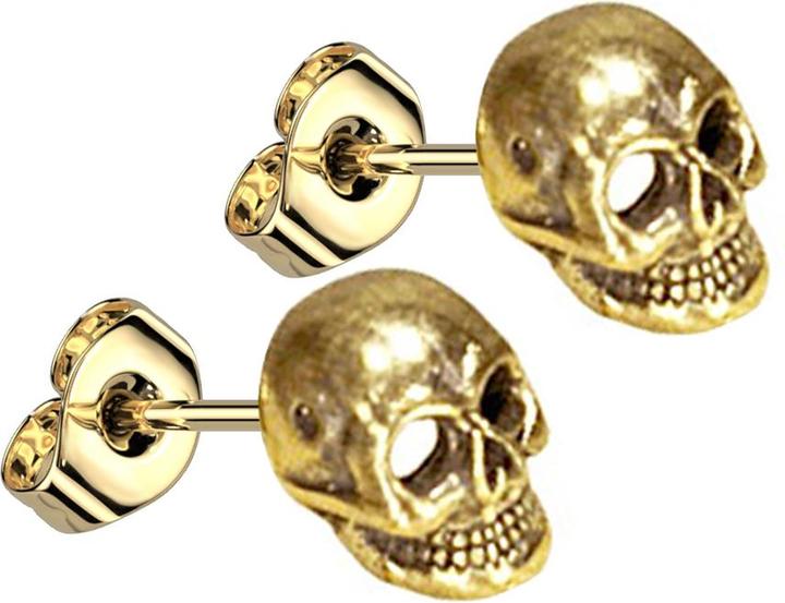 Produktbild Chaotic Trading Ohrstecker vergoldet Totenkopf (Messing)