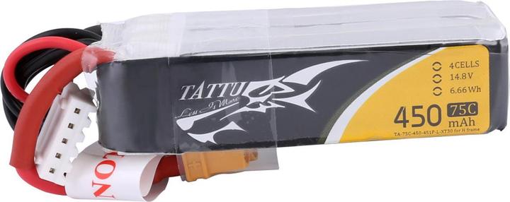 Actual product image Tattu RC Battery LiPo 450 mAh 14.8 V 75C Long (14.80 V, 450 mAh)