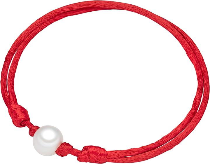 Actual product image Valero Pearls Ladies Satin Freshwater Cultured Pearl red 18,0 - 34,0 cm, flexible adjustable - 3302 (34 cm, Sateen)