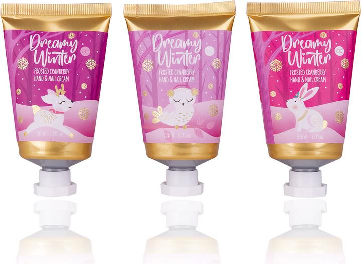 Actual product image Accentra Hand & Nail Cream DREAMY WINTER in tube, 50ml, 3 assorted motifs, fragrance: Frosted Cranberry