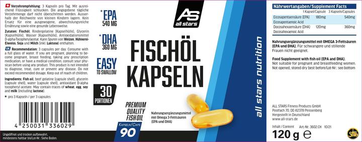 Nährwerte und Zutaten All Stars Omega-3 Caps (126 Stück, Kapseln, 126 g)