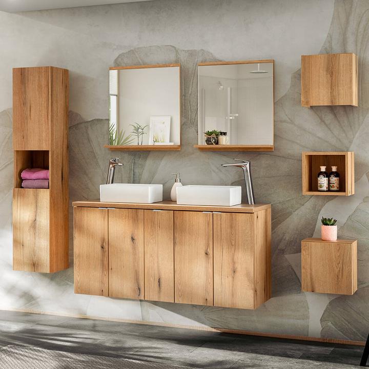 Actual product image En.Casa Bathroom shelf Newport 27x25x21 cm oak (27 x 25 x 21 cm)