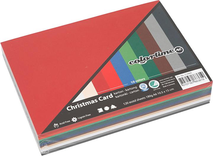 Actual product image Creativ Company Cardboard Christmas Colours, 10pcs. (180 g/m², 120 x)