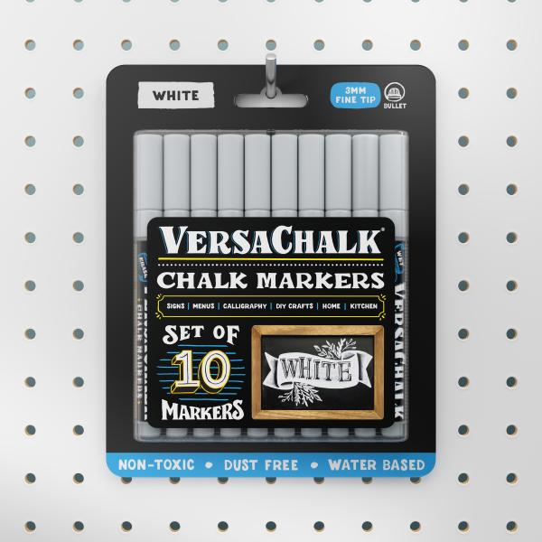 Immagine prodotto VersaChalk - Set di 10 pennarelli a gesso liquido bianco con punta da 3 mm (Bianco, 10 x)