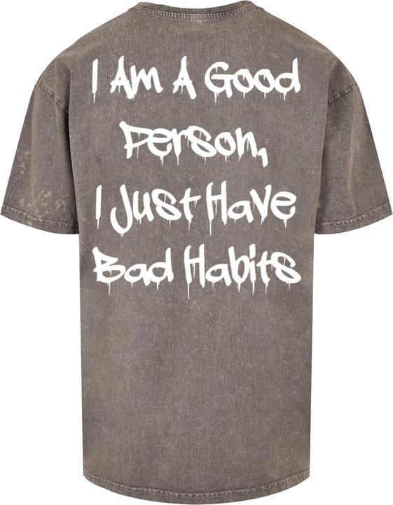 Immagine prodotto Merchcode Bad Habits - Maglietta oversize pesante lavata con acido - 112633 (XXL)