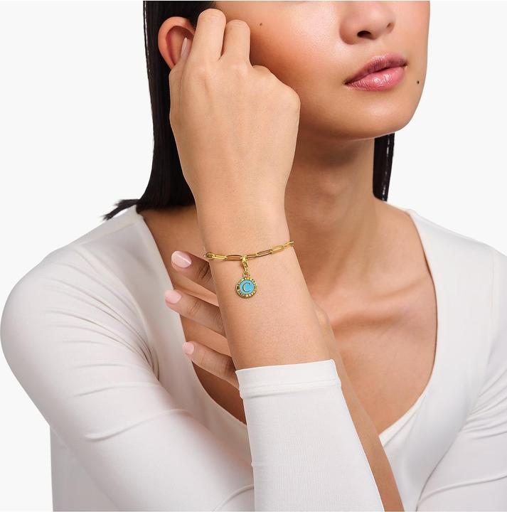 Produktbild Thomas Sabo Member Charm türkiser Charmista Coin vergoldet (Emaille, 925er Silber)