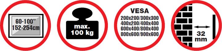 Actual product image Reflecta TV wall mount PLANO Flat 100 9060 (Wall, 100", 100 kg)