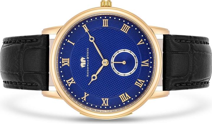 Actual product image Men quartz watch Moonlight genuine leather black - 26513 (Analogue wristwatch, 40 mm)