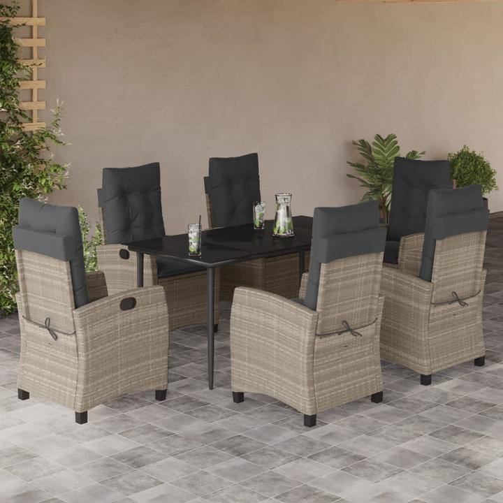 Immagine prodotto VidaXL Mobili da giardino set da pranzo set da giardino gruppo di sedute 7pcs grigio chiaro poly rattan (80 cm)