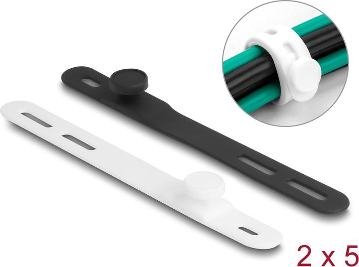 Image du produit Delock Colliers de serrage noir/blanc 118 mm x 12 mm 10 pièces (Serre-câbles en plastique, 118.12 mm, 10 pcs)