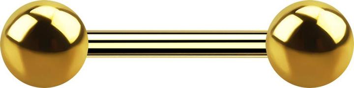 Produktbild Star Piercing Barbell Innengewinde vergoldet mit zwei Kugeln (Chirurgenstahl 316L)