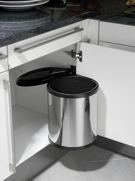 Image du produit Hailo Compact-Box M, poubelle encastrable, 15 litres, inox (15 l)