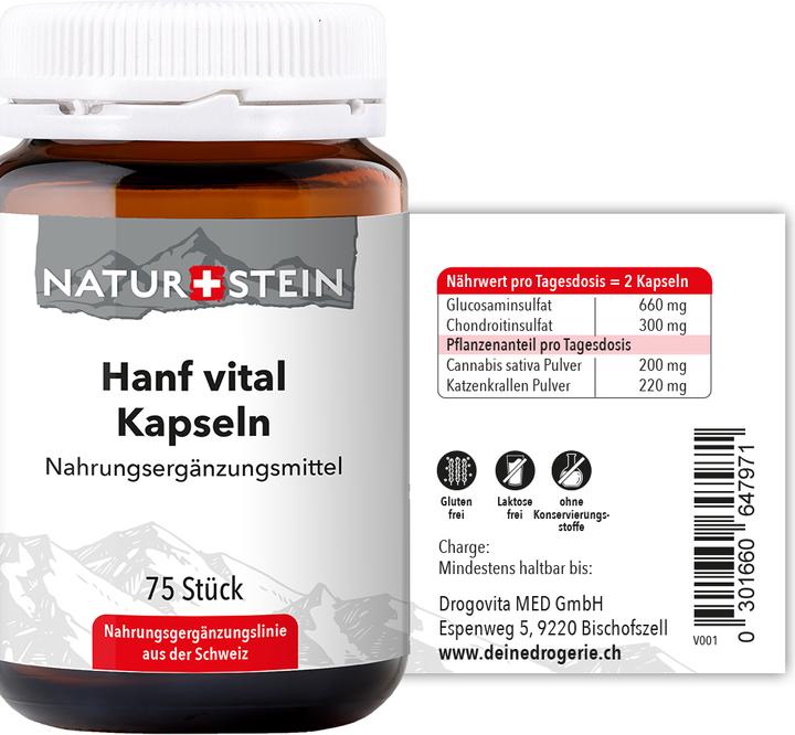 Nutritional values and ingredients Naturstein Hemp Vital (75 Piece, Capsules, 163 g)