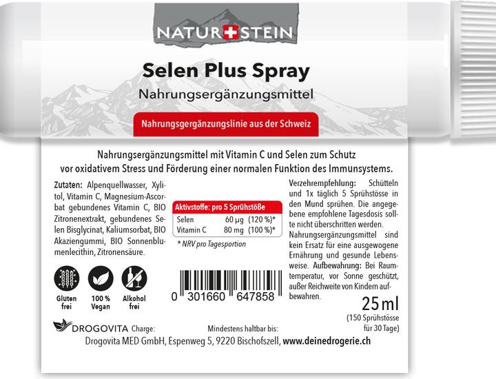 Nutritional values and ingredients Naturstein Vitamin Spray Selenium plus (1 Piece, Spray, 43 g)