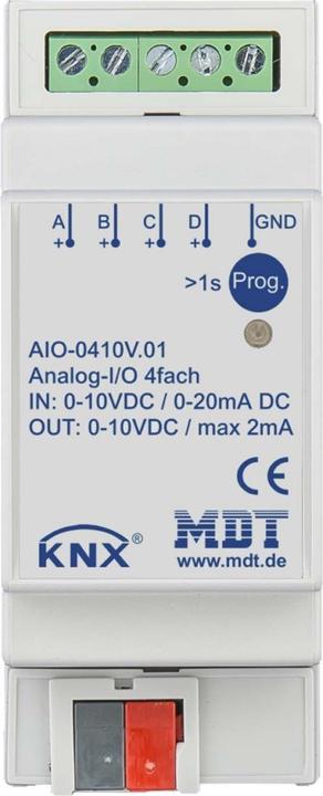 Image du produit MDT Actionneur de commutation 4x, 2TE 0-10V marche/arrêt commut. (Actionneur de commutation)