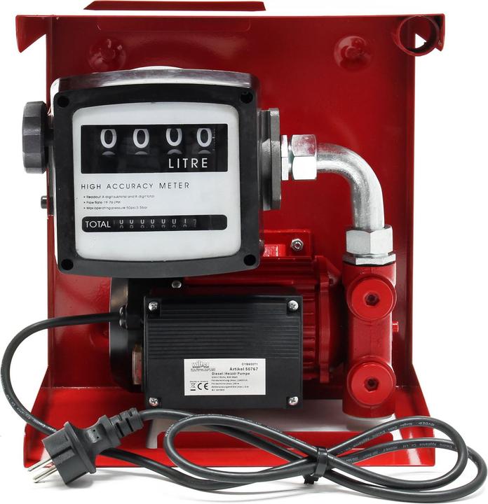 Image du produit Wiltec Pompe à Fuel ou Gasoil bio Autoaspirante 230V/600W 40l/min Mobile Pistolet Auto.