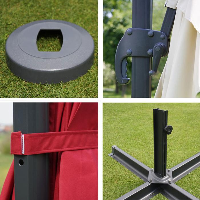 Actual product image Mendler Gastronomy traffic light umbrella, 3x4m (Ø5m) Polyester Alu/Steel 26kg, Flap, cream with stand (3 m)