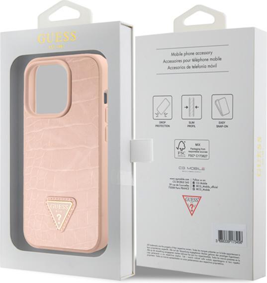 Produktbild Guess GUHCP15LPCRTHCP iPhone 15 Pro 6.1" różowy/pink hardcase Croco Triangle Metal Logo (Apple iPhone 15 Pro)