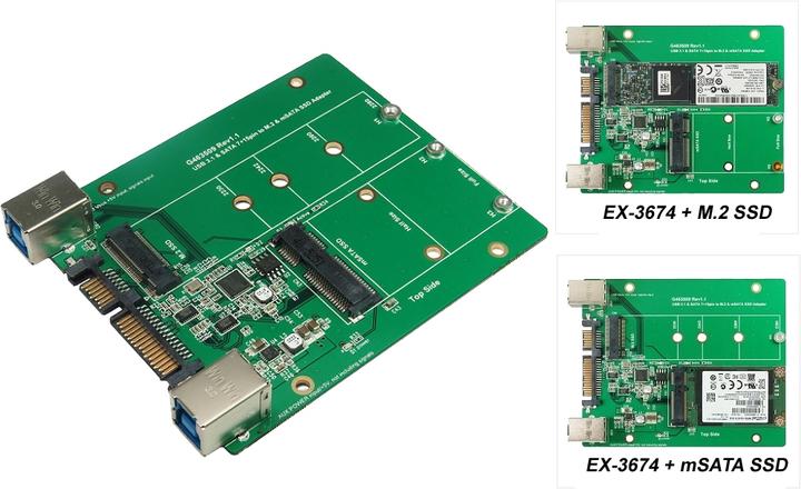 Exsys EX-3674 SSD enclosure 2.5" Green Storage enclosure (2.5")