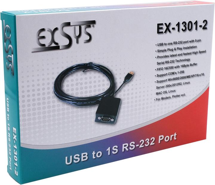 Actual product image Exsys USB 1.1 to RS232 (1.80 m)