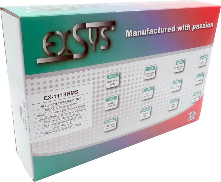 Produktbild Exsys EX-1113HMS, 16xUSB 3.0/3.1 MetallHUB (USB-B, 16 Ports)
