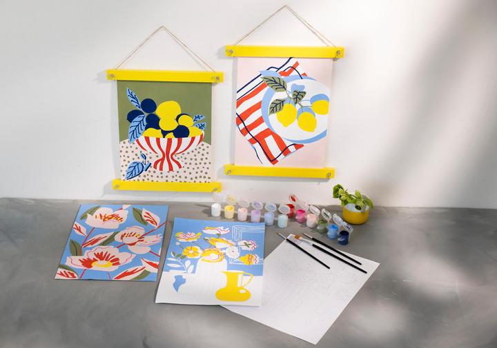 Actual product image Creativ Company Bastelfarbe Malen nach Zahlen mit Acrylfarben 4 Stück (Yellow, Multicoloured)