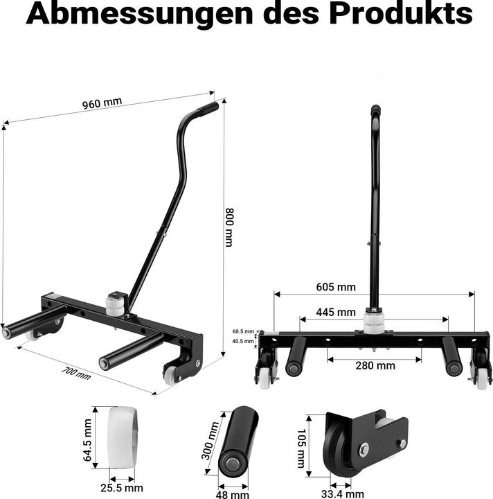 Immagine prodotto XPOtool Carrello per il cambio gomme fino a 250 kg Carrello per ruote di camion in acciaio per pneumatici