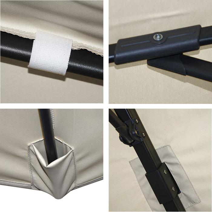 Image du produit Mendler Parapluie de signalisation pour la restauration, 3x4m (Ø5m) polyester alu/acier 26kg - gris crème