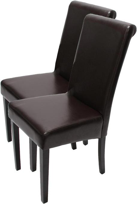 Immagine prodotto Swisshandel24 2x Sedia da pranzo Sedia da cucina Novara II, pelle marrone, gambe scure