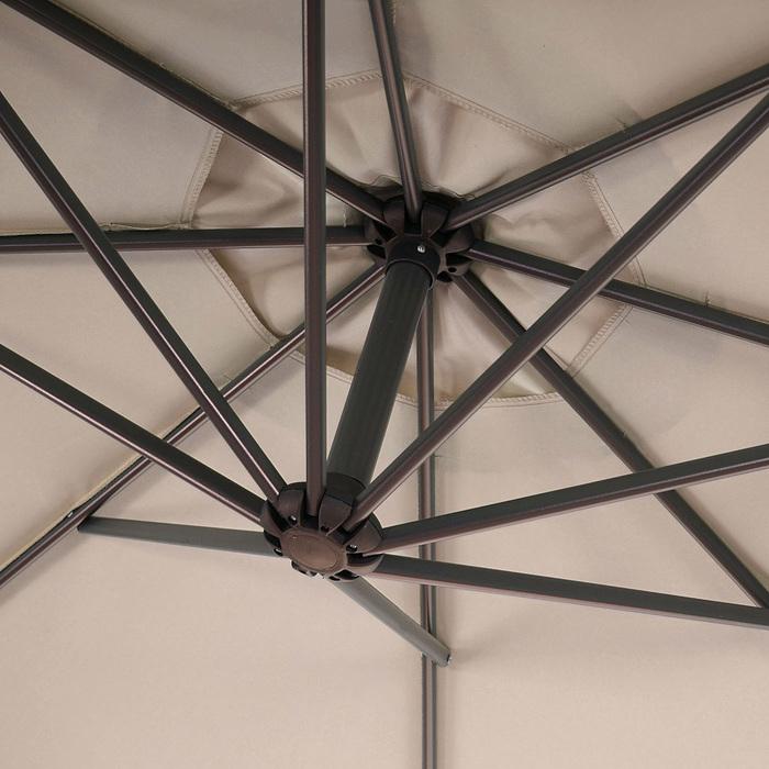 Image du produit Swisshandel24 Parapluie, parasol protection solaire, Ø 3m inclinable, polyester/acier 11kg - sable-beige sans (3.60 m)